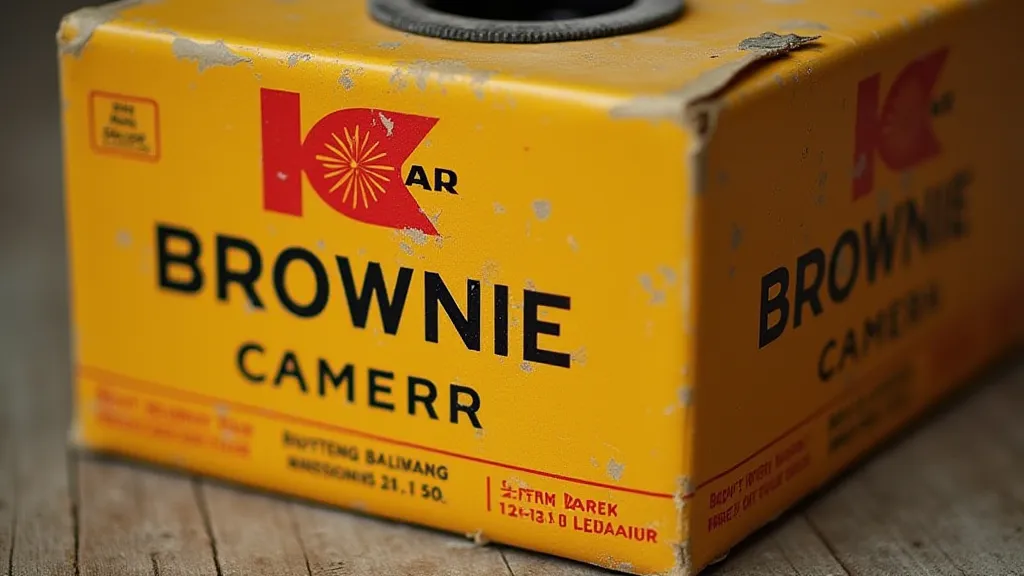 Vintage Brownie camera box detail
