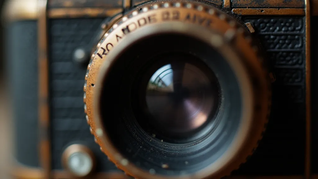 Close-up of a vintage Brownie camera lens