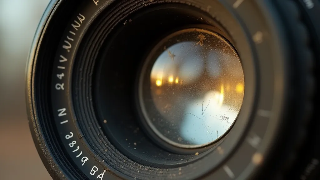 Close-up of a Brownie camera lens showing imperfections.