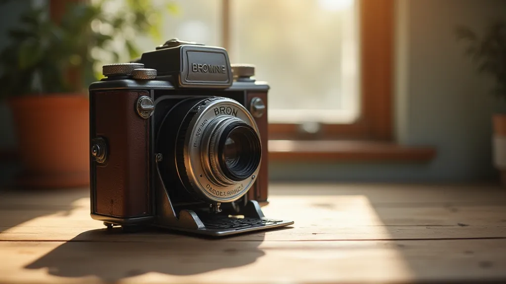 Vintage Brownie Six camera on a table