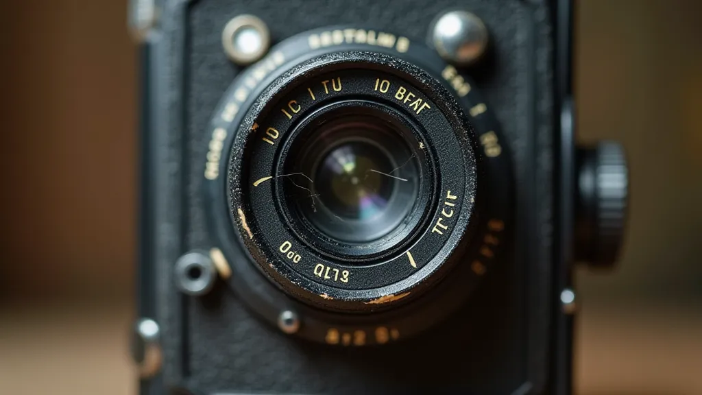 Brownie camera with cracked viewfinder