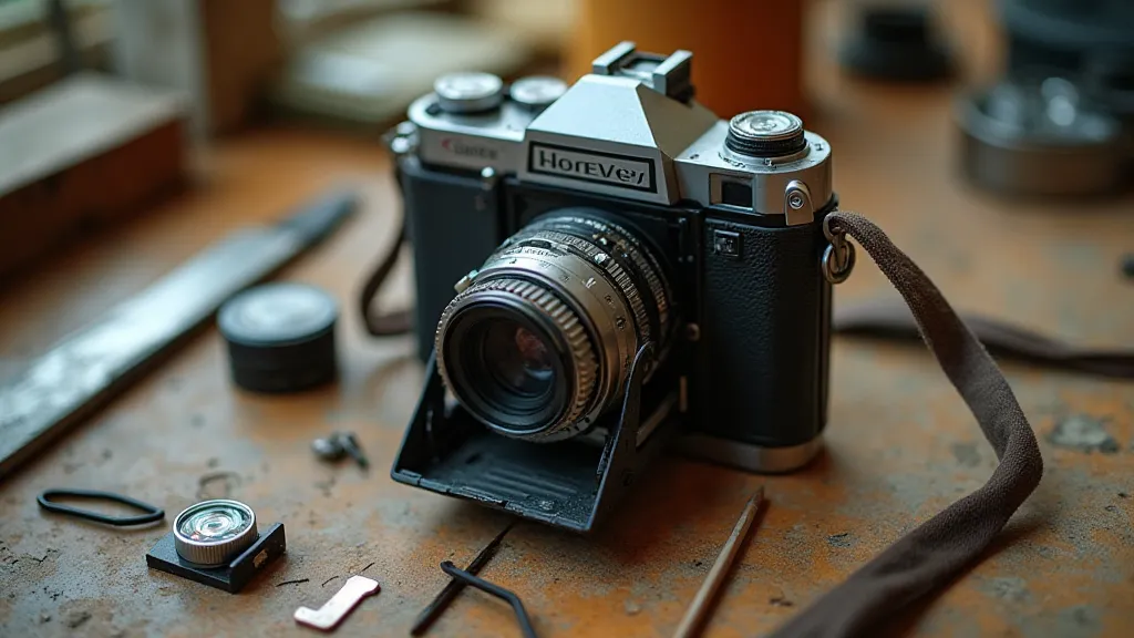 Disassembled vintage Brownie camera